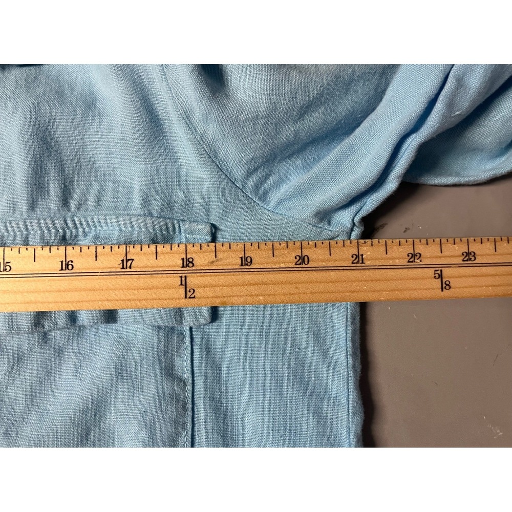 L'AGENCE Light Blue Linen‎ Maxi Shirt Dress Long Sleeve Button Down Size S/P - Picture 11 of 15